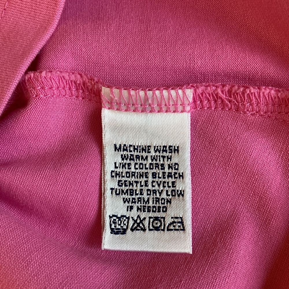 Lily Pulitzer Shrunken Cotton Polo Shirt in Barbie Pink with White Trim. Size S. - Picture 7 of 7